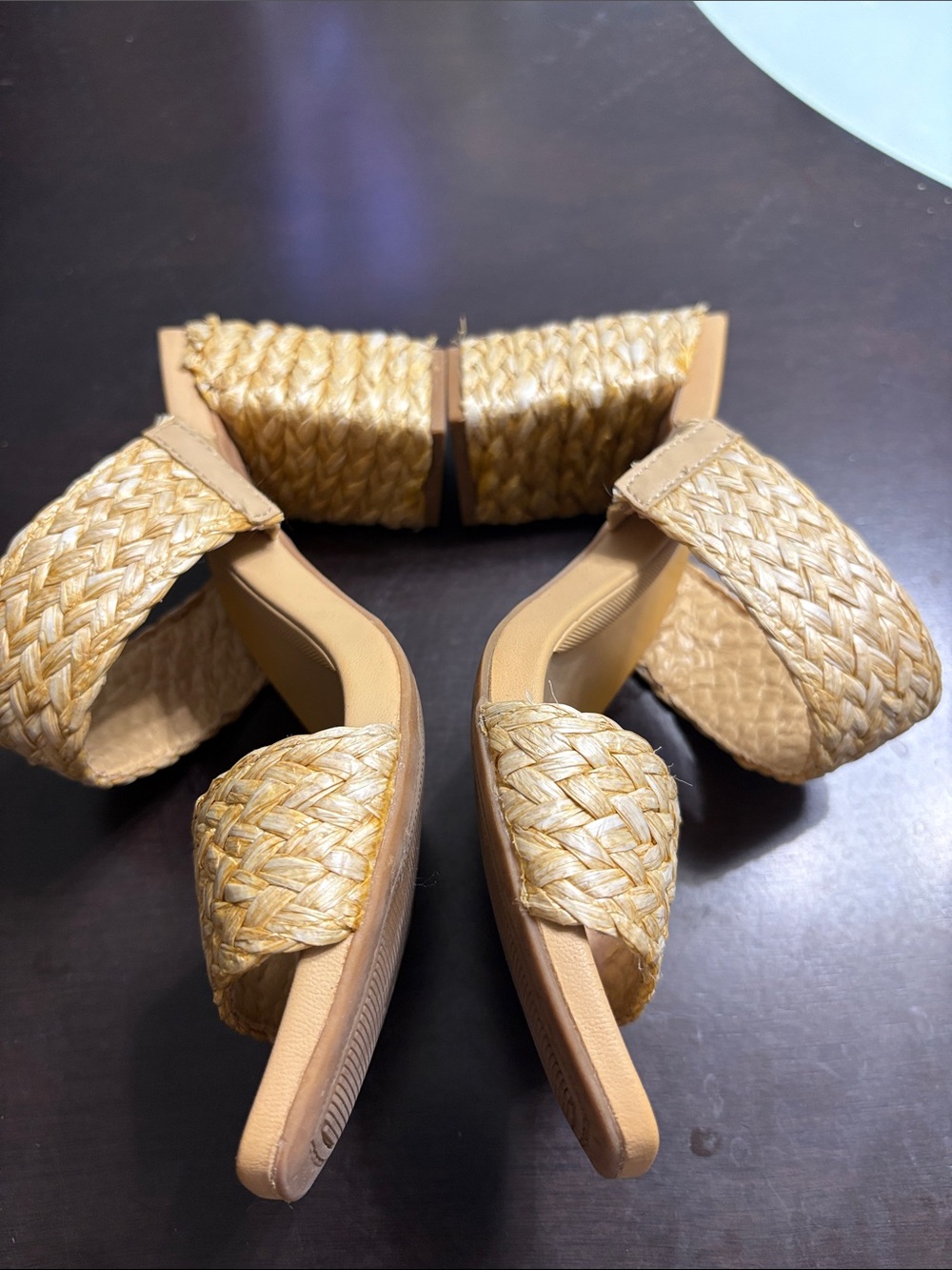 MIA Braided Straw Double-Strap Slide Sandals in Tan - Picture 2 of 7